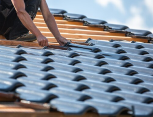 black rubber roof installation